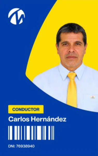 Fotocheck de conductor con la identidad del Metropolitano